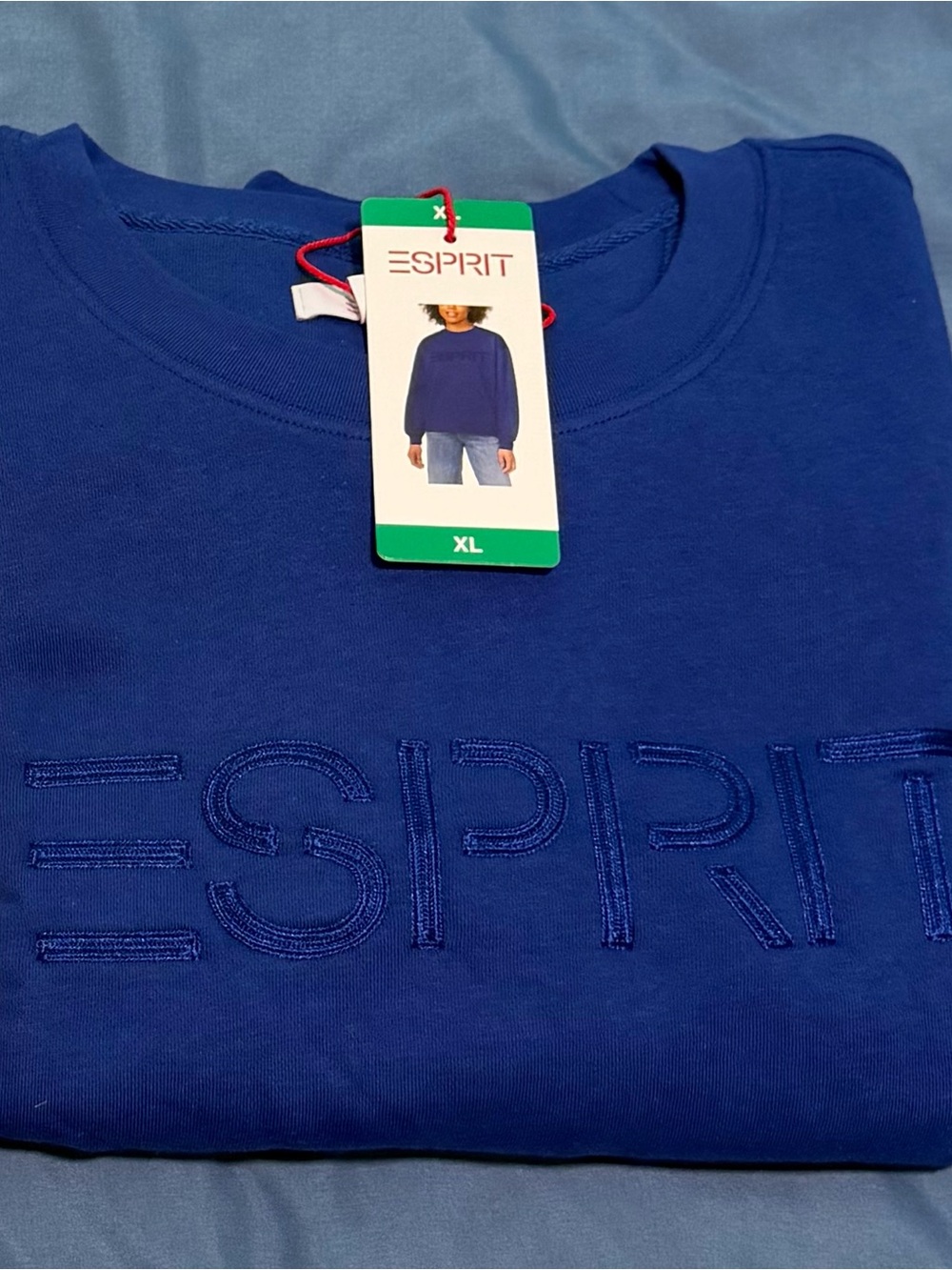 Esprit Royal Blue Embroidered Logo Crewneck Sweatshirt